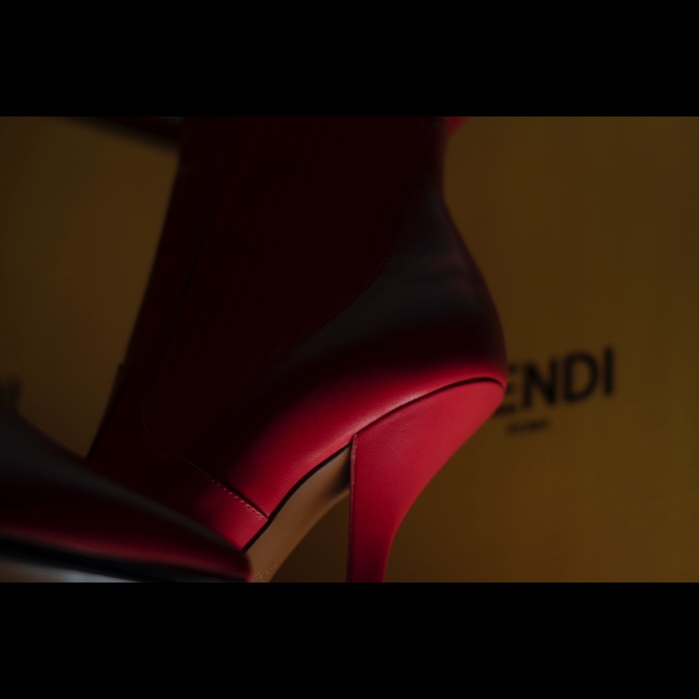 FENDI Red bootie calf Leather heels